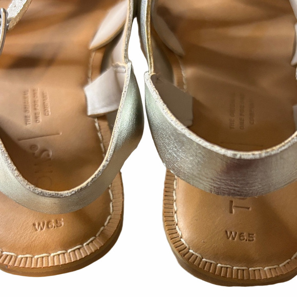 TOMS Sicily Strap Up Silver Nubuck Leather Sandals | NWOT | Sz 6.5 - Picture 4 of 7